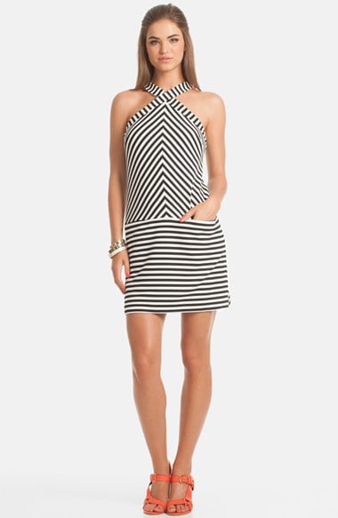 Trina Trina Turk Alicina Stripe Halter Shift Dress in Black/White