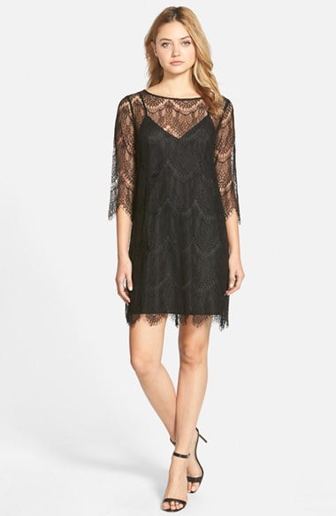 cupcakes and cashmere 'Marin' Lace Overlay Shift Dress in Black