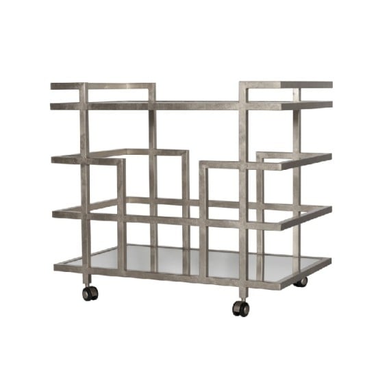 Ireland Silver Leaf Linear Bar Cart