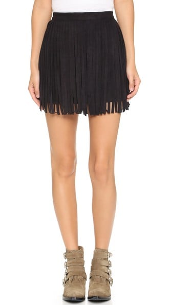 BB Dakota Narelle Faux Suede Fringe Skirt in Black