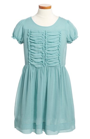 Burberry 'Hailee' Ruffle Dress (Little Girls & Big Girls) in Pale Peridot Blue