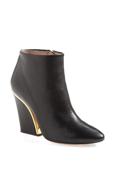 Chloé 'Beckie' Ankle Bootie (Women) in Black with Gold Detail