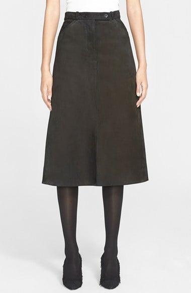 Helmut Lang Suede A-Line Skirt in Black suede skirts