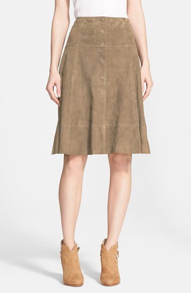 Joie 'Mylon' Suede A-Line Skirt in Olive