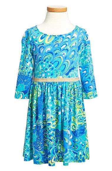 Lilly Pulitzer® 'Angelina' Graphic Print Fit & Flare Dress (Toddler Girls, Little Girls & Big Girls) in Sea Blue Lillys Lagoon
