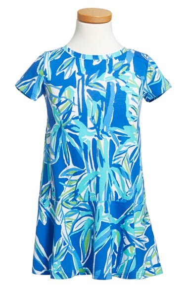Lilly Pulitzer® 'Elle' Print Flared Cotton Dress (Toddler Girls, Little Girls & Big Girls) in Blue Crush Bamboom