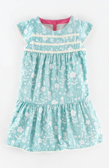 Mini Boden Floral Print Tea Dress (Toddler Girls, Little Girls & Big Girls) in Duck Egg Flower Press