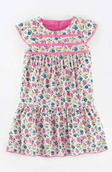 Mini Boden Floral Print Tea Dress (Toddler Girls, Little Girls & Big Girls) in Grey Spring