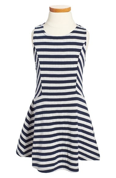 Splendid 'Fashion' Stripe Skater Dress (Toddler Girls & Little Girls) in Navy Blue