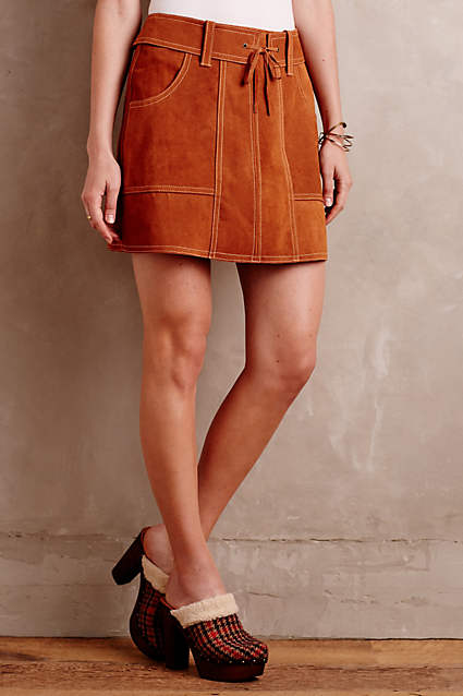 Suede Mini Skirt by Anna Sui in Honey