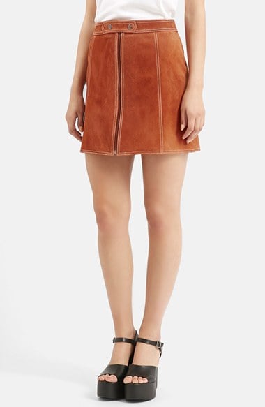 Topshop Suede A-Line Miniskirt (Nordstrom Exclusive) in Terracotta
