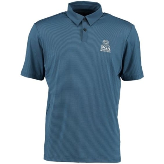 adidas White 2015 PGA Championship Tonal Stripe Performance Golf Polo Shirt in Navy Blue