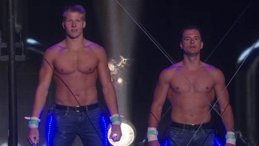 America's Got Talent season 10 episode 15 Live Round 1: Acrobat gymnast group Showproject inspire everyone with their daring flips and twists on the Radio City Music Hall stage.