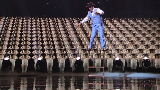 America's Got Talent season 10 Episode 17: Live Round 2: High rise acrobat Uzeyer Novruzov (and his ladder) impress the judges and the crowd at Radio City Music Hall