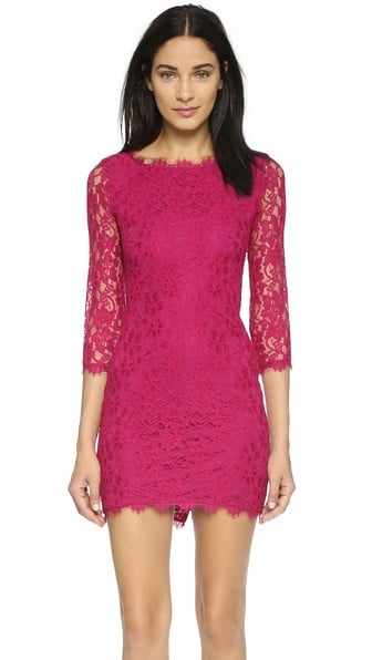 Diane von Furstenberg Zarita Lace Dress in Raspberry Coulis