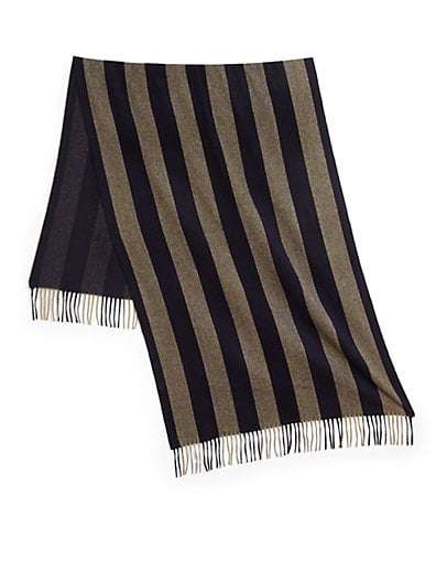 Acne Studios Canada Striped Wool Blanket Scarf in Navy-Olive