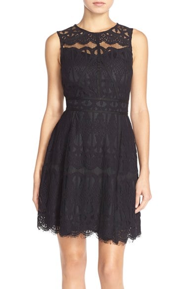Adelyn Rae Sleeveless Lace Fit & Flare Dress in Black