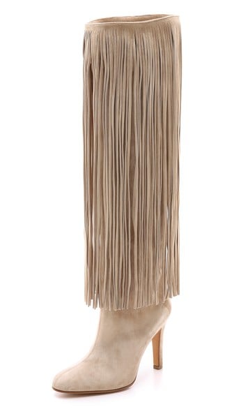 Alexa Wagner Nelli Suede Fringe Boots in Nude