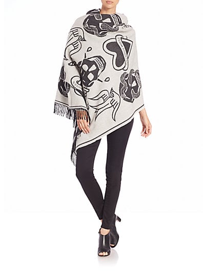 Alexander McQueen Tattoo Wool & Cashmere Blanket Scarf in Ivory-Lead