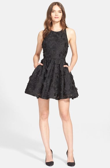 Alice + Olivia 'Tevin' Fit & Flare Dress in Black