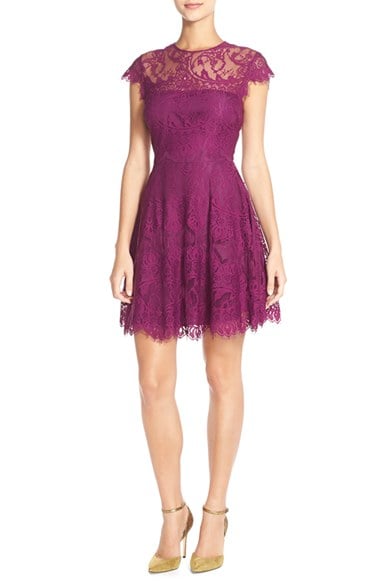 BB Dakota'Rhianna' Illusion Yoke Lace Fit & Flare Dress (Nordstrom Exclusive) in Boysenberry