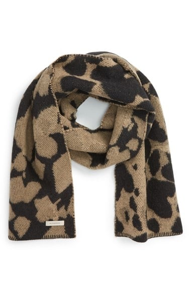 Burberry Wool & Cashmere Blanket Scarf in Camel Print