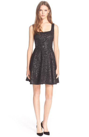 Diane von Furstenberg 'Minnie' Metallic Fit & Flare Dress in Black
