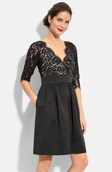 Eliza J Lace & Faille Dress (Regular & Petite) in Black