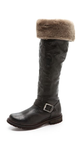Frye Valerie Shearling Over the Knee Boots in Black