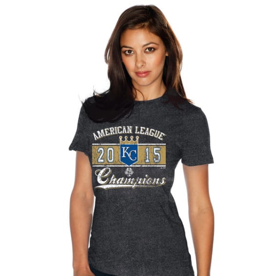 Majestic Threads Kansas City Royals Women's Charcoal 2015 American League Champions Tailgate T-Shirt