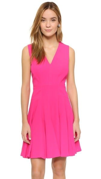 Rebecca Taylor Crepe V Neck Dress in Orchid Pink