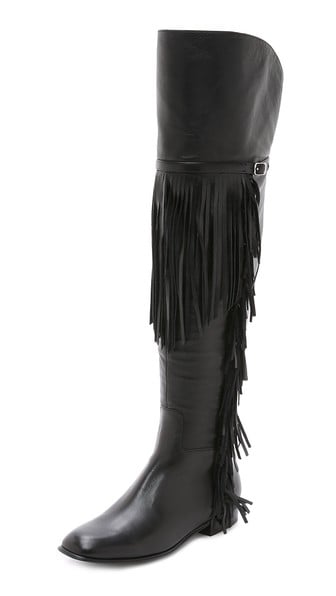 Sigerson Morrison Effie Fringe Over the Knee Boots in Black