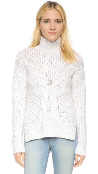 Autumn Cashmere Cable Knit Turtleneck Sweater in Snowstorm