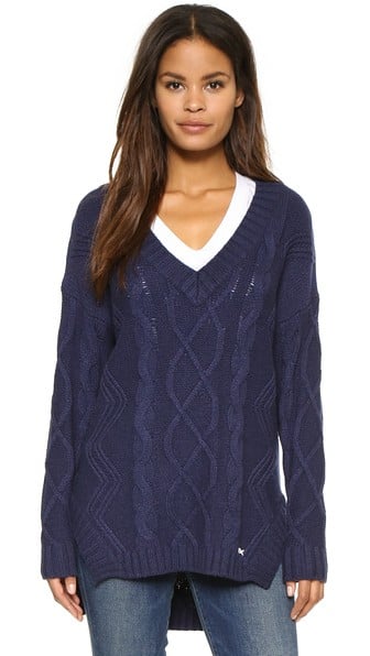 Banjo & Matilda Cable V Neck Sweater in Navy