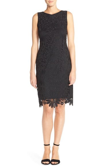 Chetta B Floral Lace Sheath Dress in Black