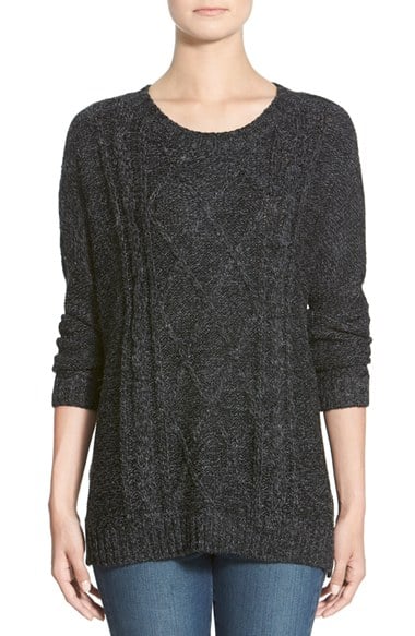 DREAMERS BY DEBUT Cable Knit Sweater in Charcoal