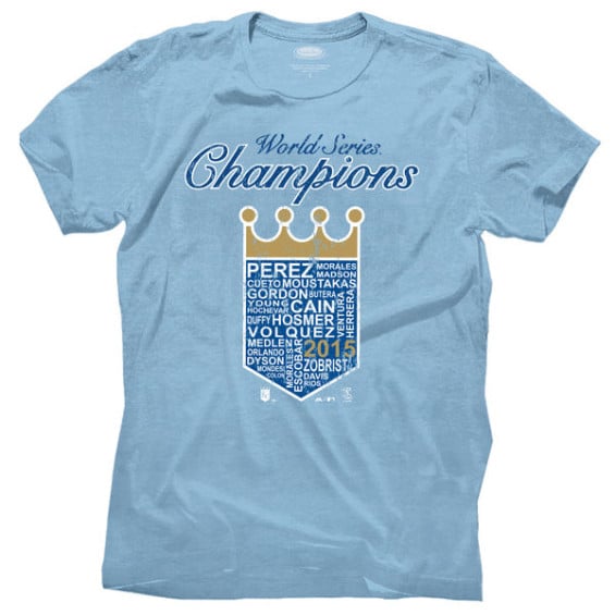 Majestic Threads Kansas City Royals Light Blue 2015 World Series Champions Tri-Blend Roster T-Shirt