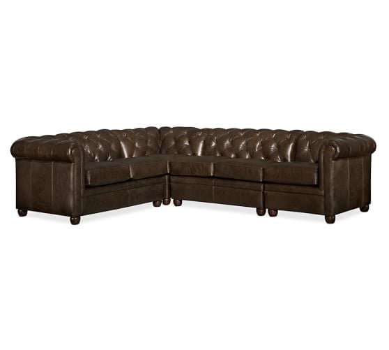 Pottery Barn CHESTERFIELD LEATHER 4-PIECE SECTIONAL