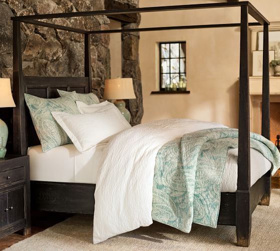 Pottery Barn DAWSON CANOPY BED in Weathered Black