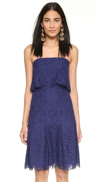 Shoshanna Zora Strapless Lace Dress in Ink Blue