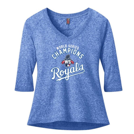 Soft as a Grape Kansas City Royals Women's Royal 2015 World Series Champions Micro-Burnout Long Sleeve V-Neck T-Shirt