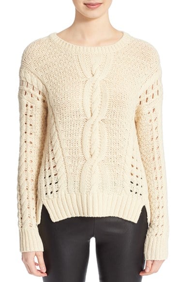 Vince + Garance Doré Crop Cable Openwork Yak Wool Sweater (Nordstrom Exclusive) in Ivory