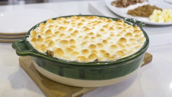 Watch Food Network host Katie Lee show Matt Lauer how to make sweet potato casserole and sweet potato pancakes in honor of Ultimate Thanksgiving month on the Thursday, November 19, 2015 episode of the Today show! Image courtesy of Twitter.com/TodayShow