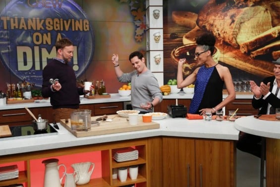 Watch "The Chew" co-host Clinton Kelly and actor Matt McGorry of "Orange Is The New Black" and "How to Get Away With Murder" make a delicious pumpkin ice cream pie on the Monday, November 16, 2015 episode of "The Chew". Image courtesy of Twitter.