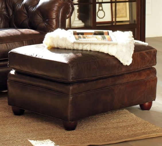 Pottery Barn CHESTERFIELD LEATHER OTTOMAN
