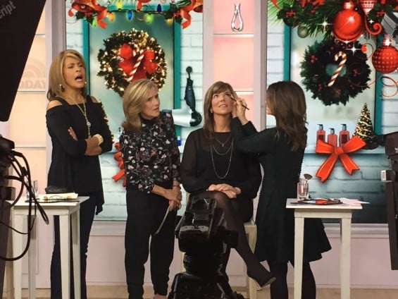 Celebrity makeup artist Trish McEvoy stopped by the Today show on Friday, November 20, 2015 to show Hoda Kotb and Meredith Vieira how to glam up your holiday makeup with four makeup products. Image courtesy of Facebook.com/TrishMcEvoy