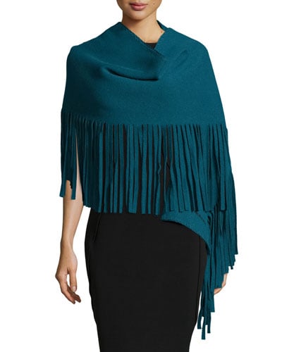 Burberry Solid Felted Fringe Scarf in Sea Blue