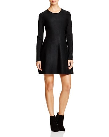 DKNY Long Sleeve Skater Dress in Black