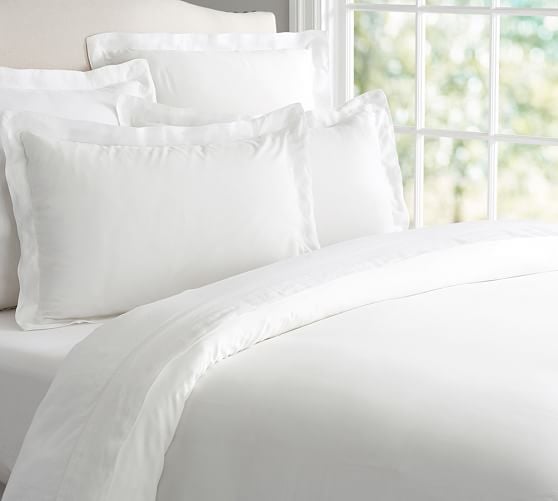 Pottery Barn TENCEL® DUVET COVER & SHAM Eco-Friendly in White, Simply Taupe, Flagstone, Dark Porcelain Blue or Camel