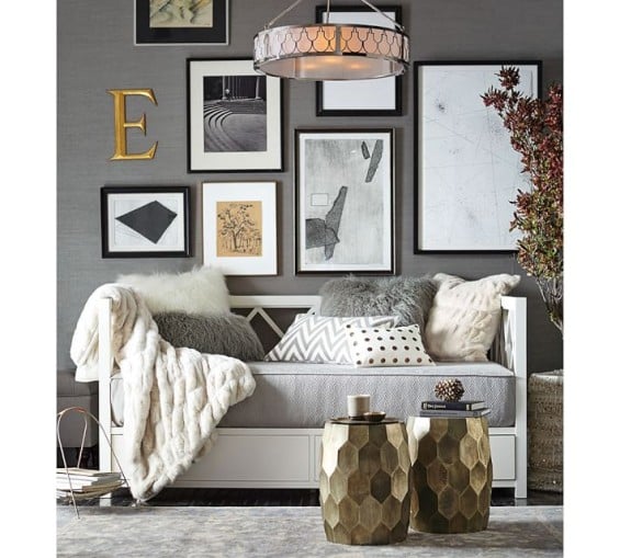 Pottery Barn VINCE METAL-CLAD ACCENT STOOL in Copper, Brass or Brushed Silver